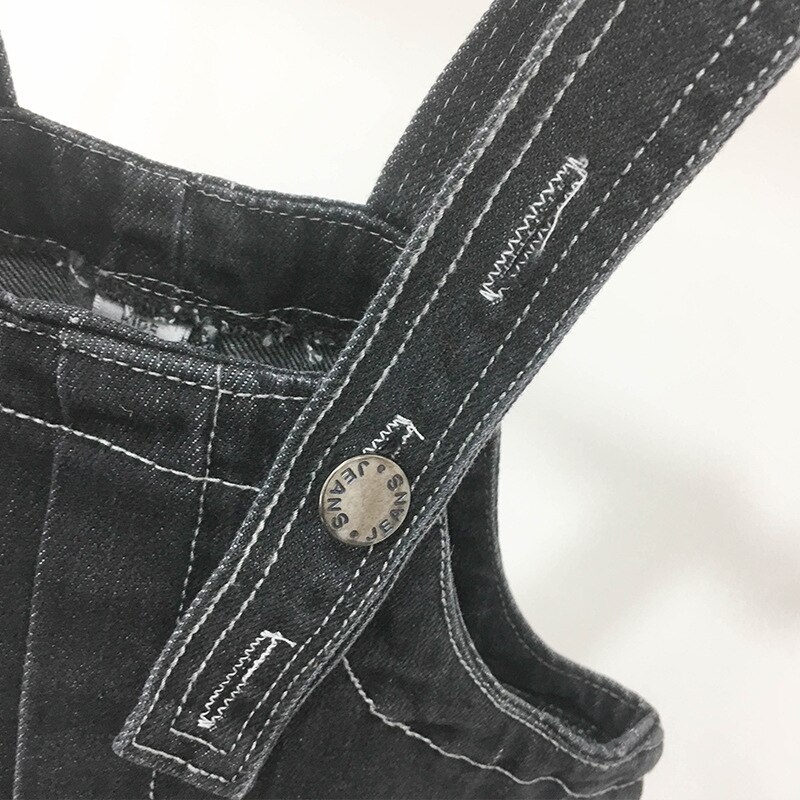 Zomer kinderoveralls casual losse zwarte kinderjumpsuit jeans oveoalls babykleding denim shorts meisjes jongens bretelbroek