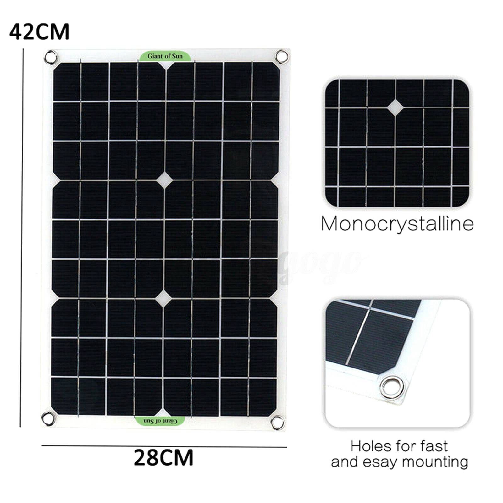 300W Solar Panel Kit Portable 60-100A Solar Energy Generator Power Bank Camping Car Battery Charger System