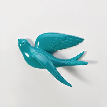 Muurstickers Swallow Home Decor Woonkamer Slaapkamer 3d Muurstickers Decoraties Ornamenten Hars Vogel Beeldje Standbeeld Op Muur: Blue Small 1