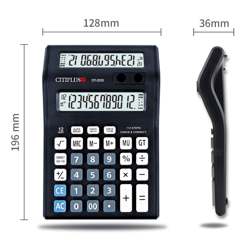 Citiplus Desktop Calculator Dual Display Display 12-digit 112-step Abs Plastic Material Ct Review Function Calculator