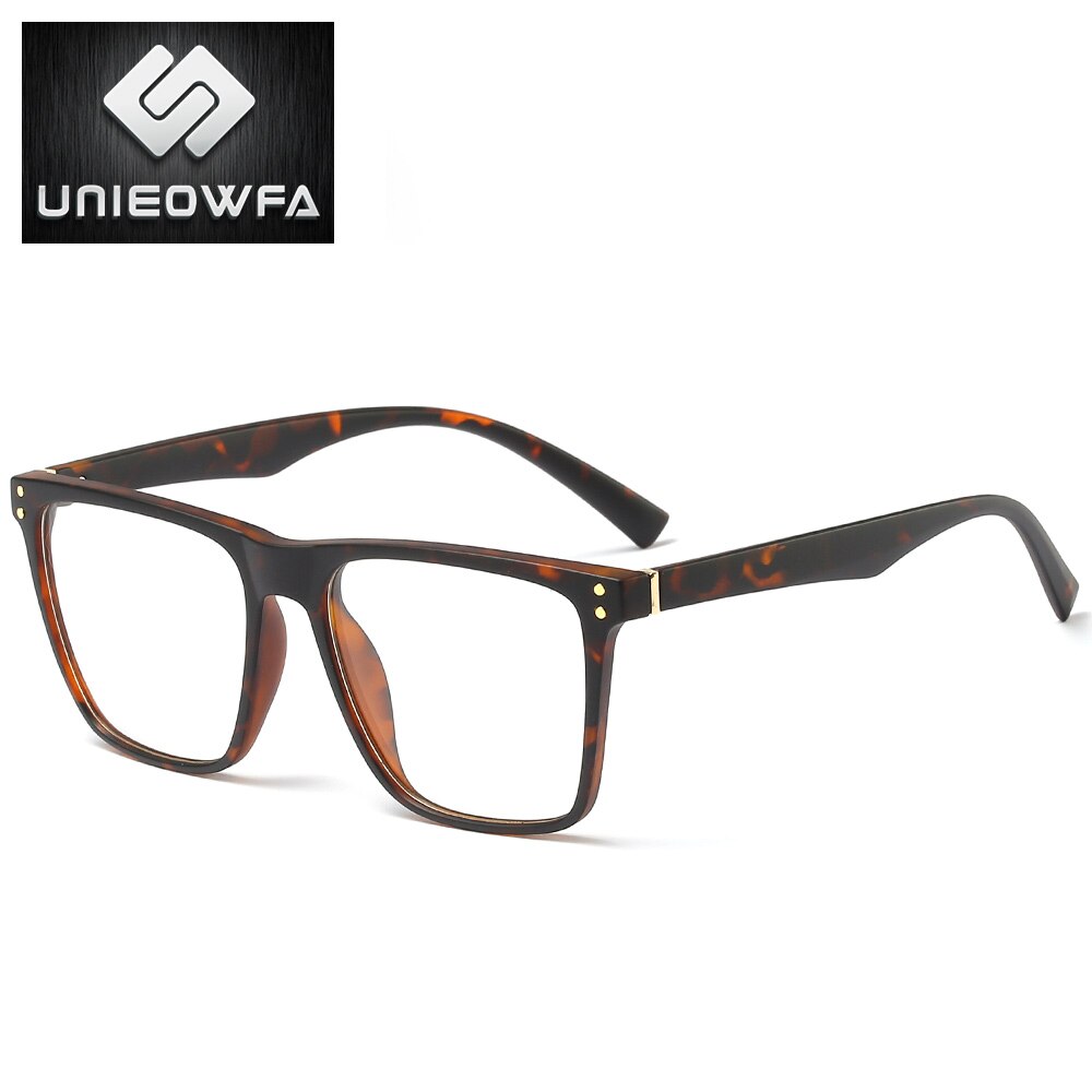 UNIEOWFA Square Retro Prescription Glasses Frame Men Transparent Clear Eyewear Spectacles Frame Optical Myopia Eyeglasses Frame: C4