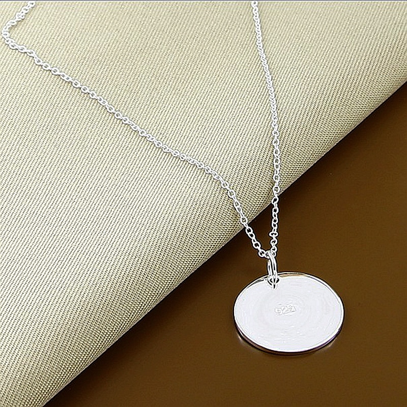 Silver 925 Necklace Round Pendant Necklace For Women Men Sterling Silver Jewelry