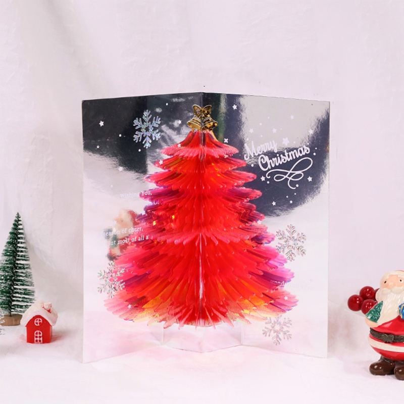 3D Pop-up Christmas Card Tree Handmade Card With Christmas And Year Envelope Festive Party Supplies