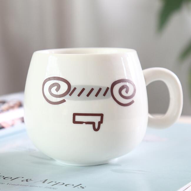 320ml Fun Cute Face Mugs White Pottery Ceramic Cup Tea Coffee Milk Mug With Handle: Style 8