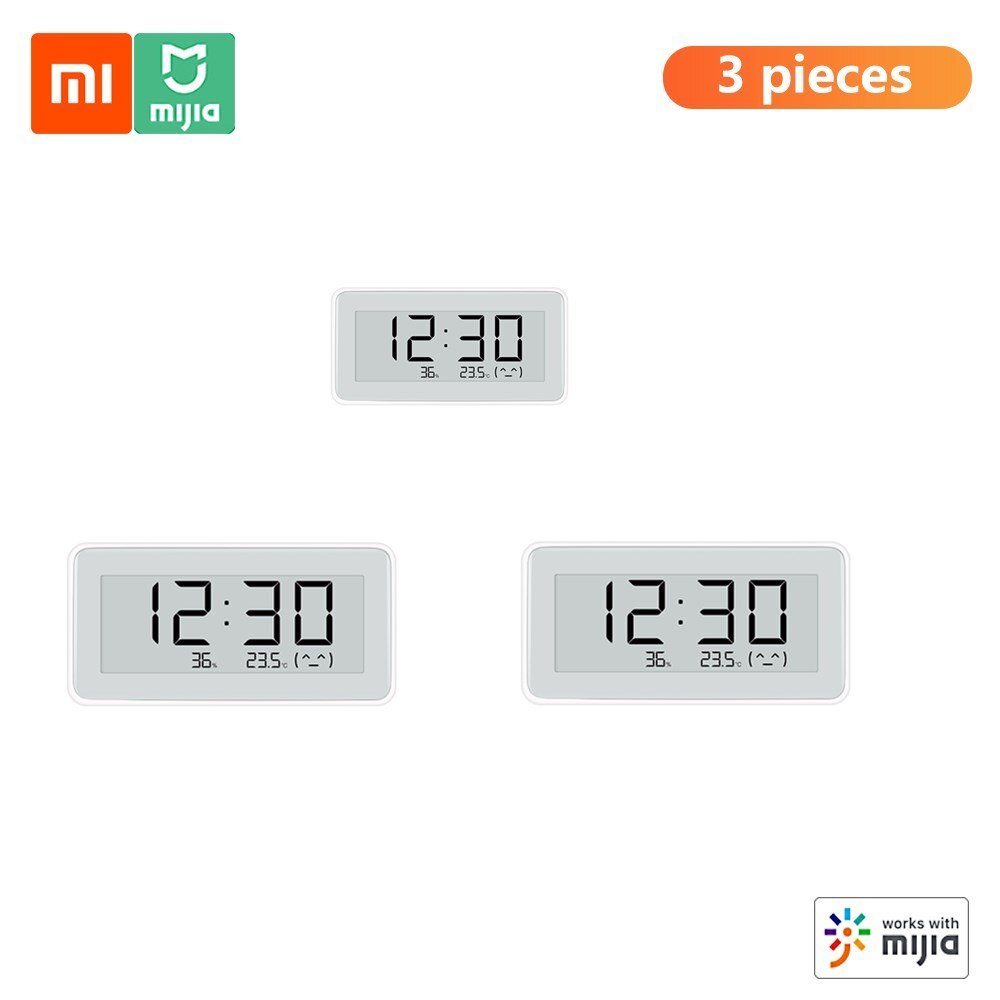 Xiaomi BT Thermometer 2 Wireless Smart Electric Digital Hygrometer Humidity Sensor Work with Mijia APP white thermometer: L Size 3 pc