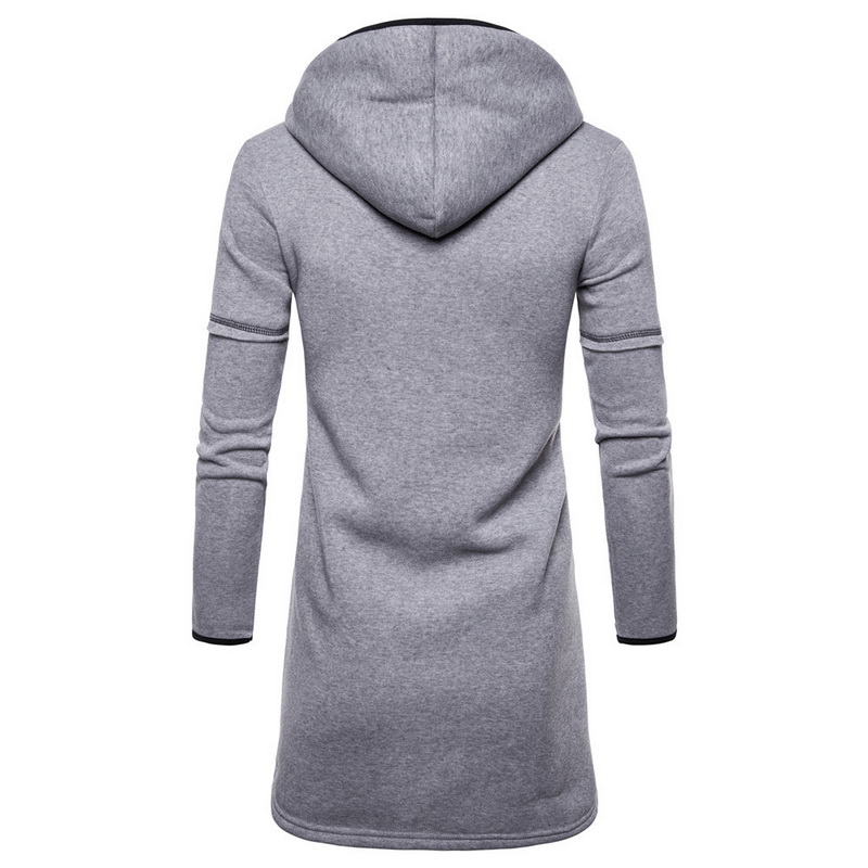 Abrigo cálido con capucha para hombre, gabardina lisa de manga larga hasta la rodilla, sudadera informal con capucha, cárdigan largo extragrande