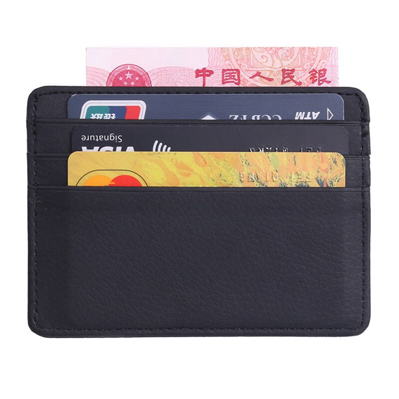 KUDIAN BEAR Leather Slim Men Credit Card Holder Brand Card Organizer Male Wallets Purses Tarjetero Hombre BIH062 PM49: Black