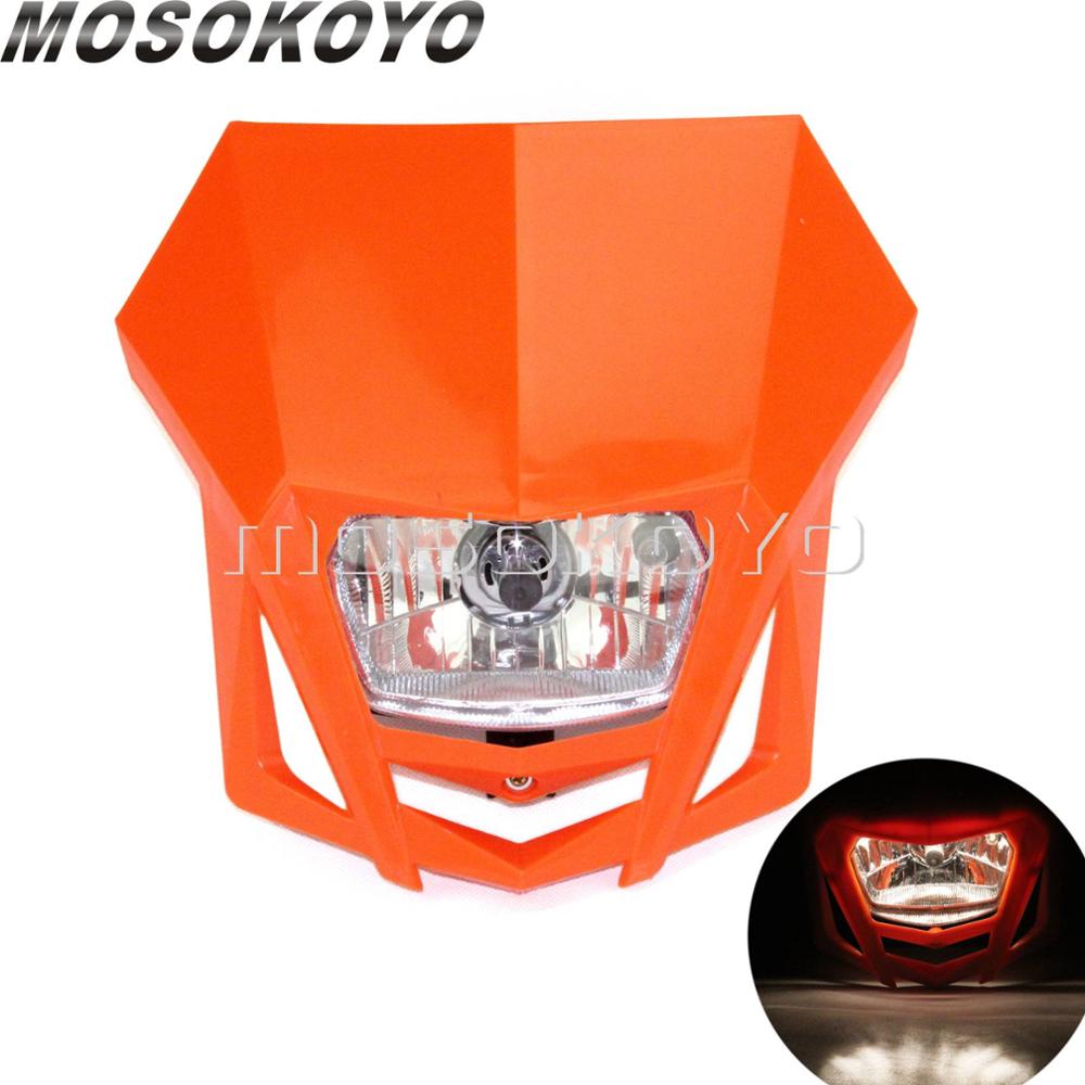 MX Enduro Headlight Pit Dirt Bike Front Lights for Kawasaki KLX150 KX65 KX85 Dual Sport Head Light: Orange