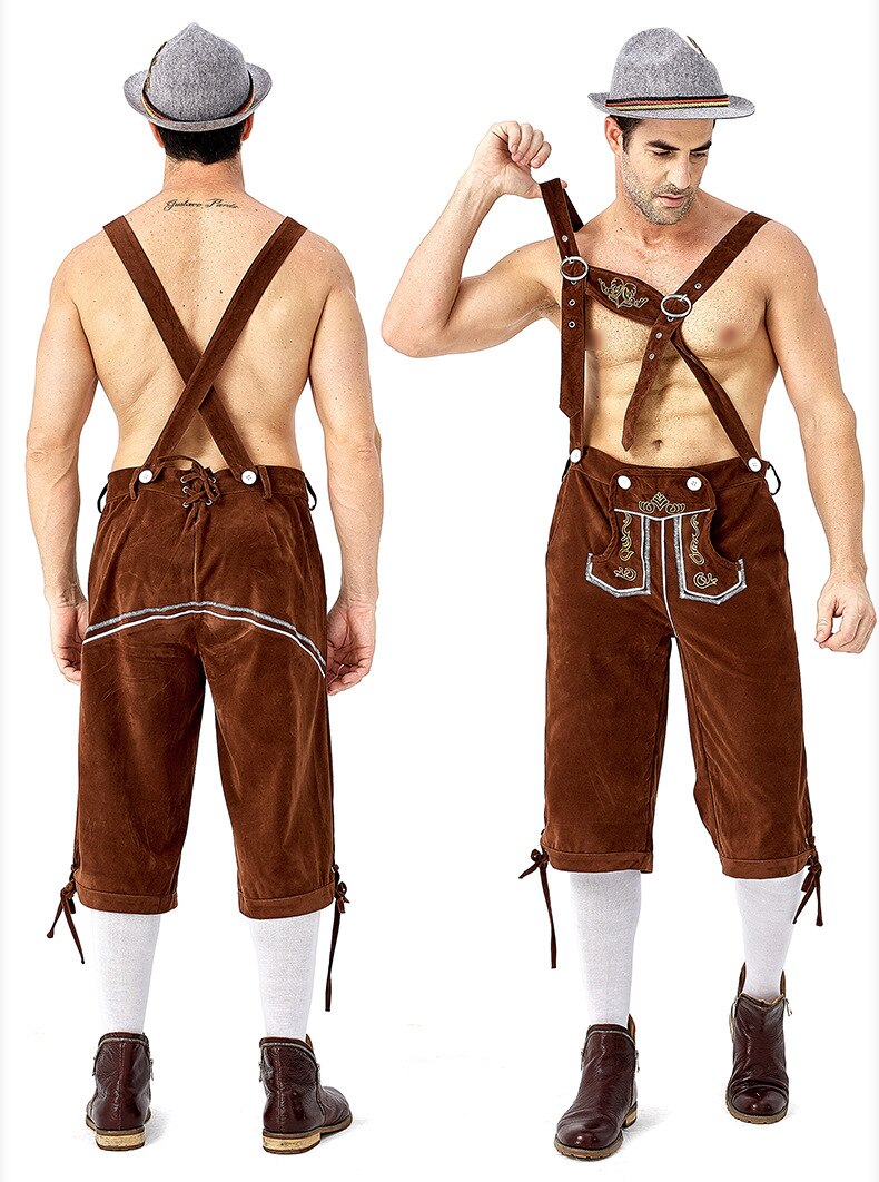 Disfraz de cerveza del Festival alemán Oktoberfest para hombre, disfraz de Lederhosen bávaro