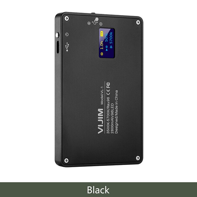 VIJIM VL-1 3500k-5700k 8W 600LM Dimmable LED Video Light With OLED Display on-Camera Fill Light 2800mAh Photography Studio Light: Default Title