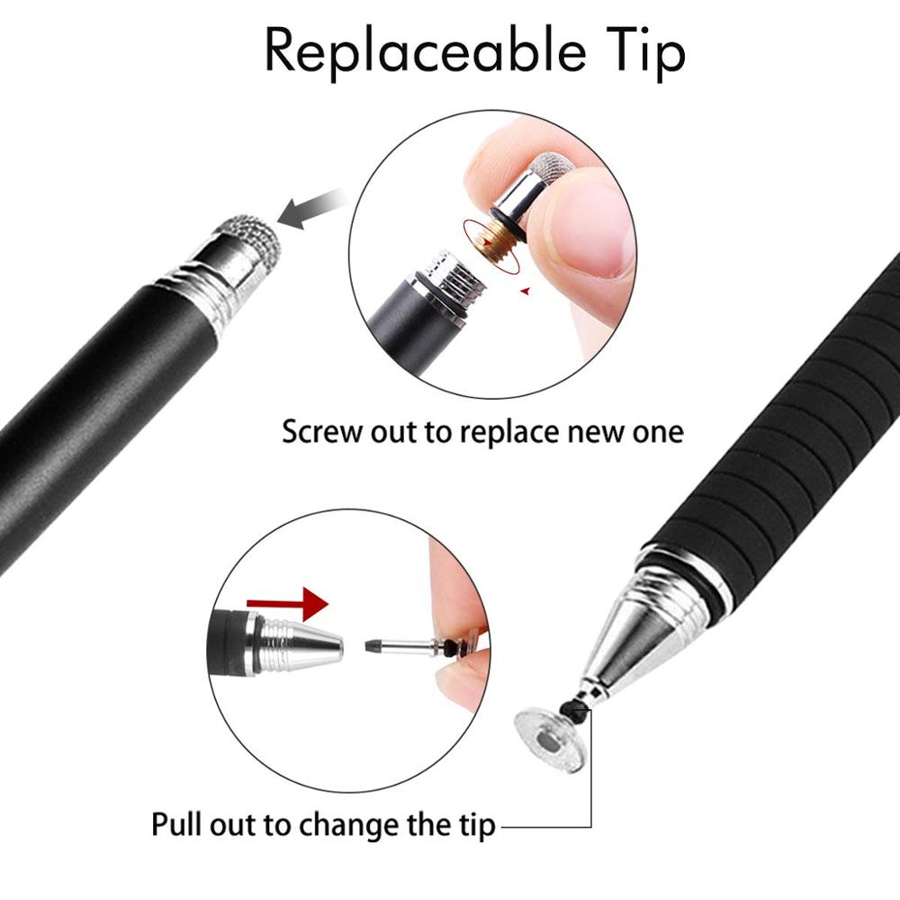 Universal fiber stylus 2 in 1 disk stylus pen mesh fiber tip serie præcision touch screen penne til alle kapacitive berøringsskærme