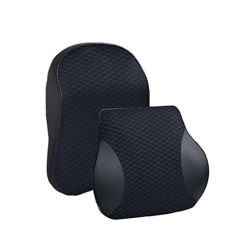 Auto voiture appui-tête cou oreiller lombaire dos appui-tête coussin pour conducteur mousse à mémoire voiture oreillers pour le bas du dos: black