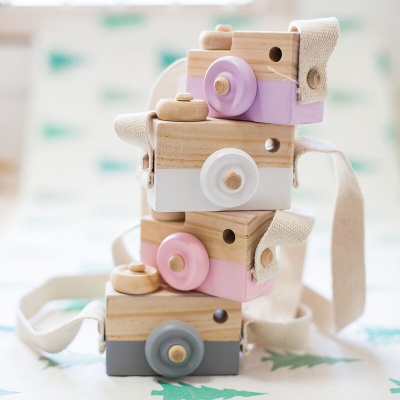 Søt baby tre leketøy nordisk hengende tre kamera leker barn leker 9.5*6*3cm rom dekor møbler artikler bursdag
