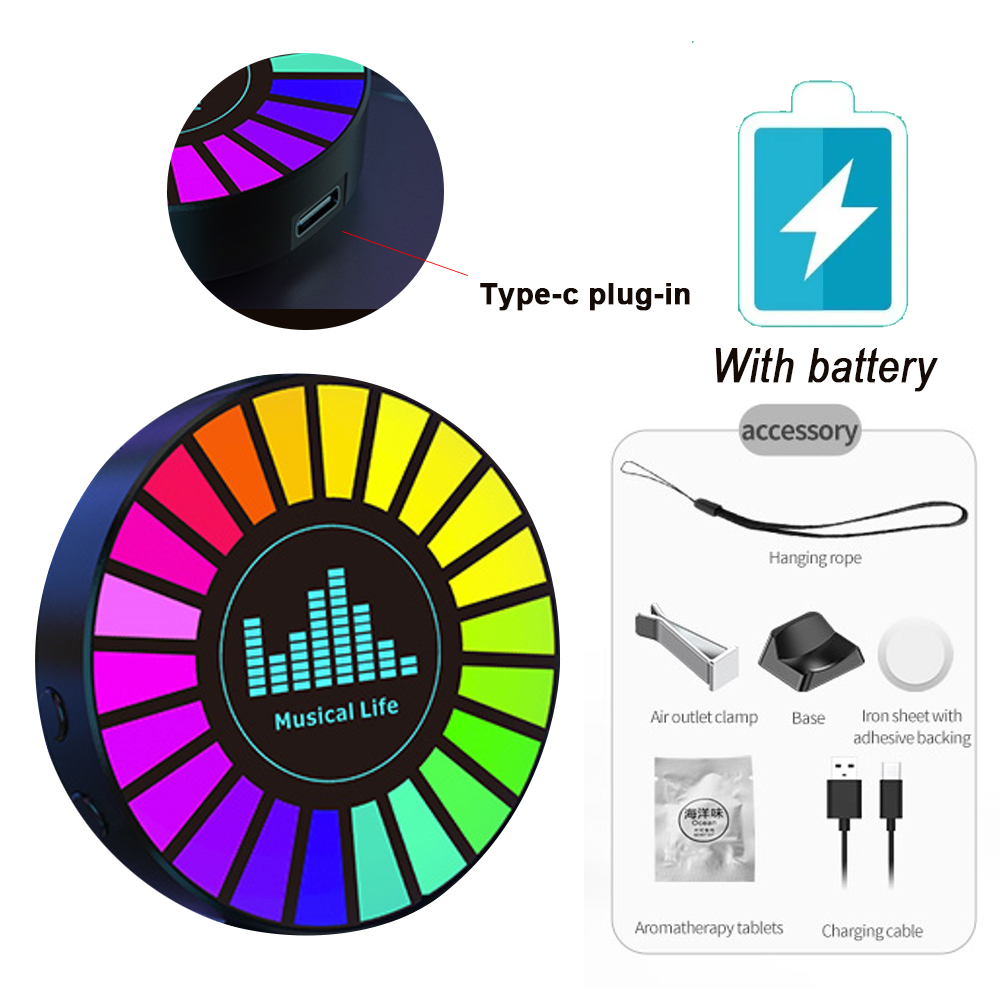 Luz inteligente de ritmo musical para coche, luz LED RGB para ventilación de coche, opción de 256 colores, Control por aplicación de sonido, ambientador, lámpara ambiental: Azul oscuro / 5.400 K