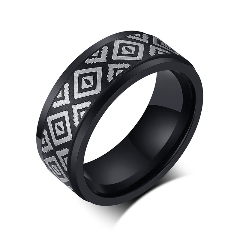 Unieke Toetsenbord Ring Voor Mannen Roestvrij Staal Muziek Piano Platte Profiel Twee Tone Ring: 7 / WHITE