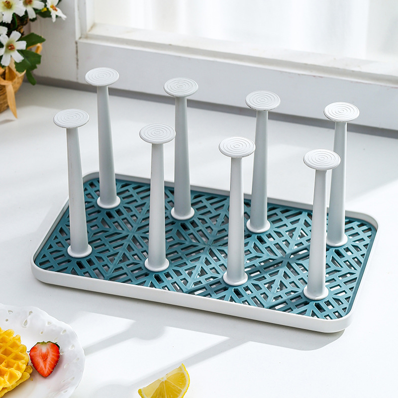 Cup Drying Rack Stand Glass Cup Drainer Holder Detachable Tea Cups Dish Drying Rack Storage Tray Organizer Kitchen Organizer: White S
