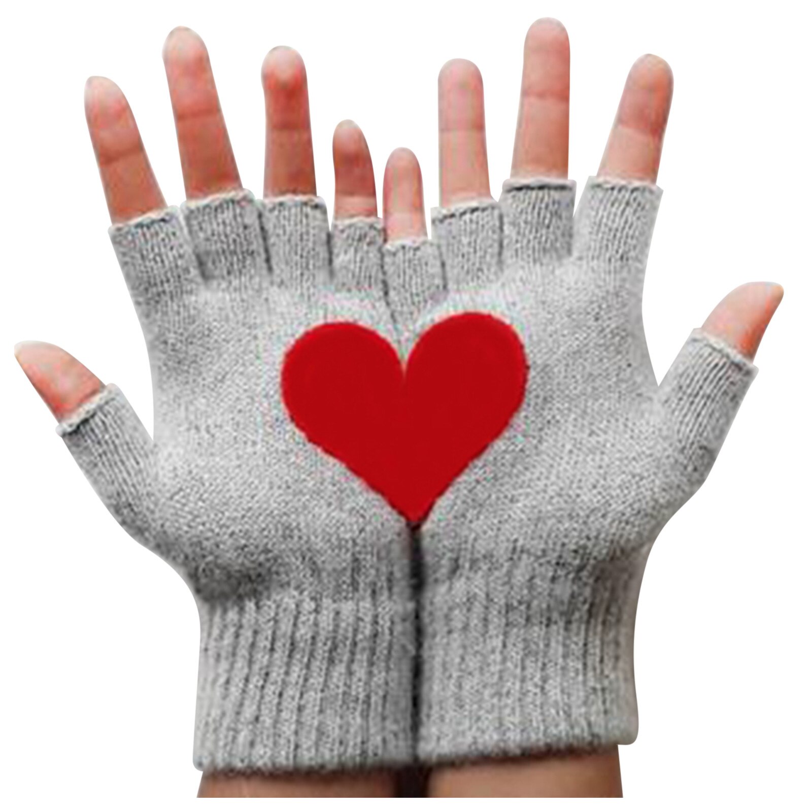 Nieuw Vrouwen Hart Patroon Gebreide Handschoenen Half Vinger Vingerloze Mittens Winter Warm Handschoenen Goedkope