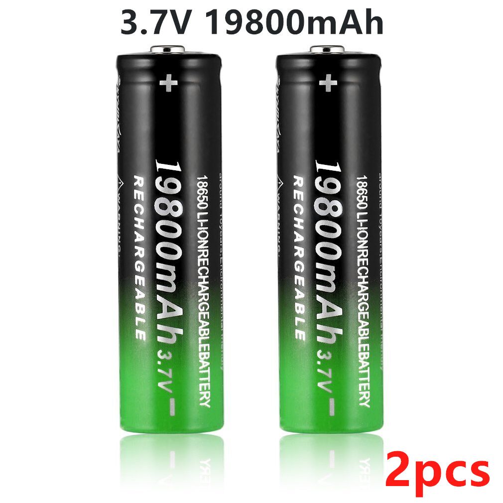 Baterías de litio 18650 para linterna, batería recargable de 18650 V, 3,7 Mah, Cargador USB, gratuita: Negro