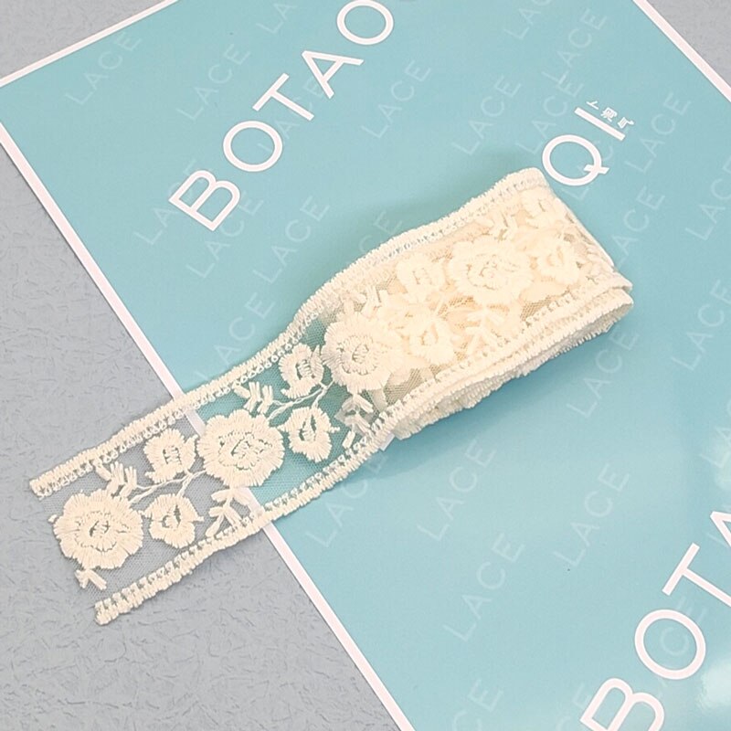 1 Yard Bilateral Milk Silk Lace Transparent Mesh Embroidery DIY Headdress Ribbon Wedding Dress 4cm White Cord lace Fabric: 1 / 1 Yard