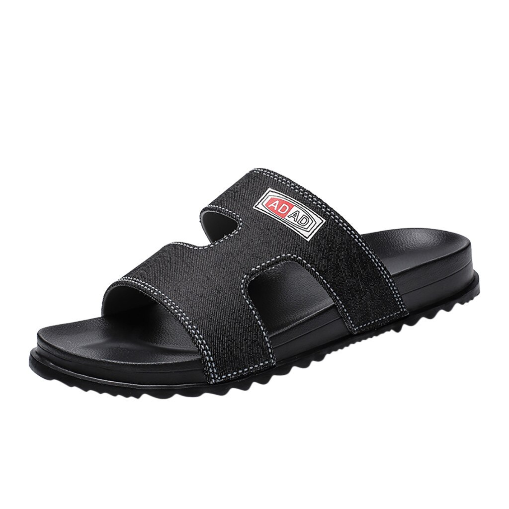 Męskie kapcie plażowe męskie slajdy miękkie lekkie kapcie męskie strona główna lato na świeże powietrze Slide Slipper 2020 buty wewnętrzne oddychające sandały: Black / 7.5