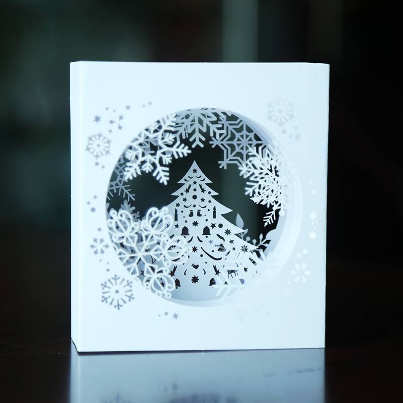 Handmade Merry Christmas Greeting Card 3D Pop Up Tree Box Snowflake Greeting Cards Craft Invitation