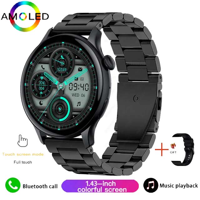 AMOLED HK85 Smartwatch pour iOS et Android, Montre intelligente d'appel Bluetooth, Horloge du monde du sport, Calculatrice, 2024 pouces, , 1.43: MULTI