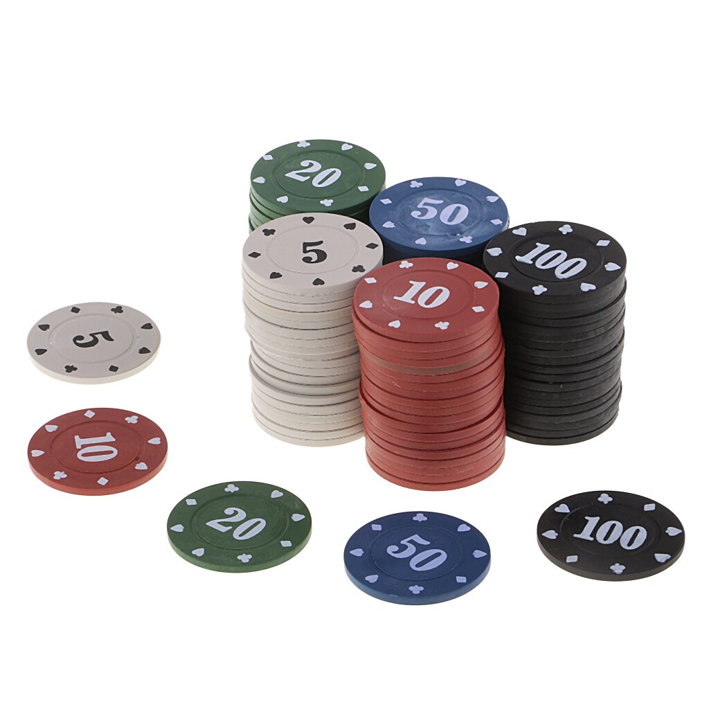 100 stück Assorted 5 10 20 50 100 Chips Tokens in Fall für Bord Glücksspiel