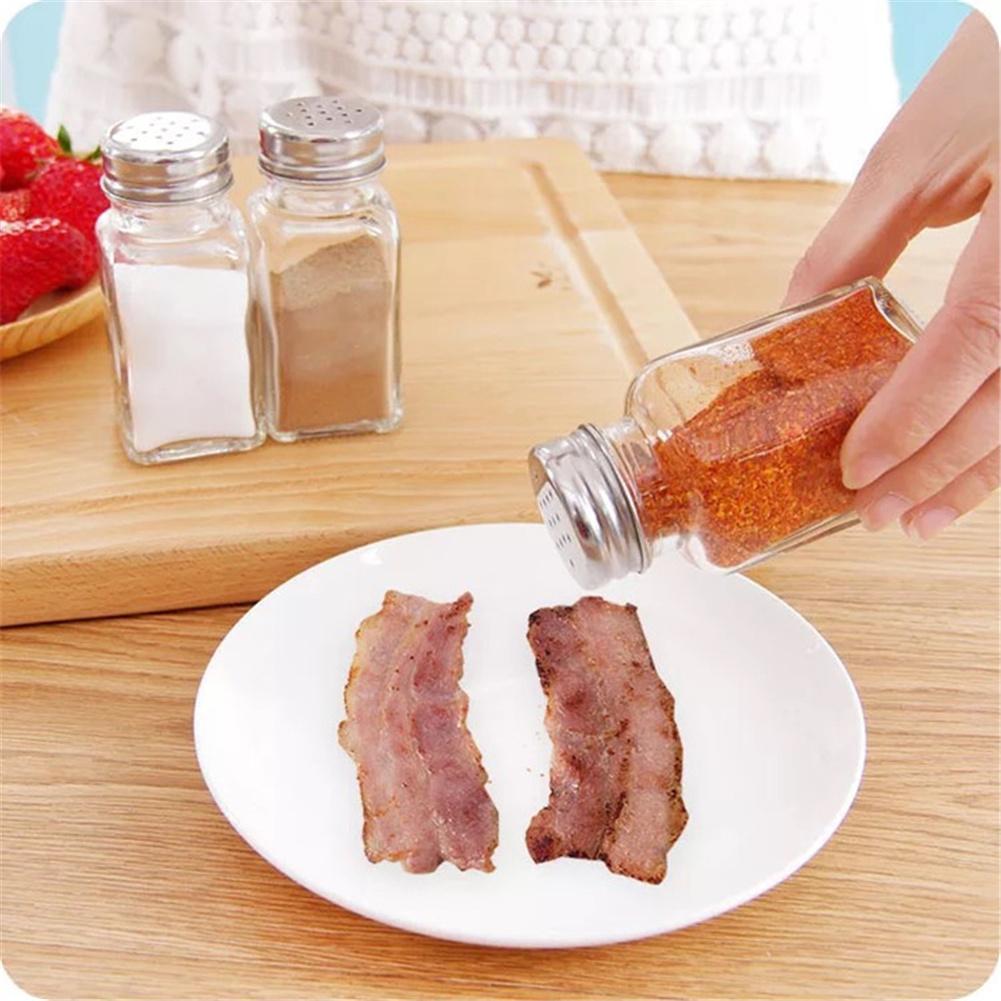 1Pcs Seasoning Bottle Glass Kitchen Condiment Container Sugar Salt Pepper Flour Bottle