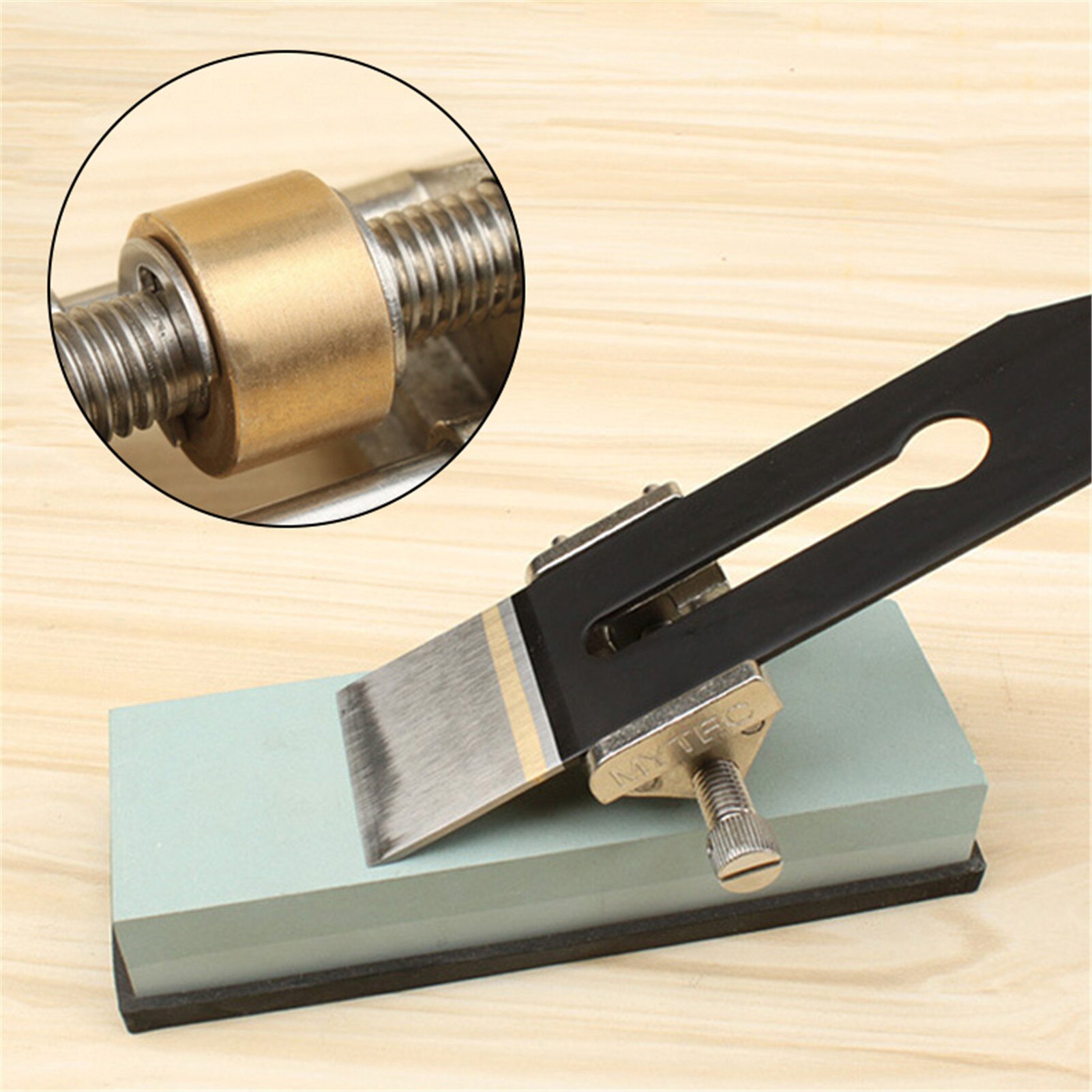 Afilador de cinceles de ángulo fijo, guía de rectificado con rodillo de latón de acero inoxidable para hoja de cepillo de madera, afilador de borde de cincel plano
