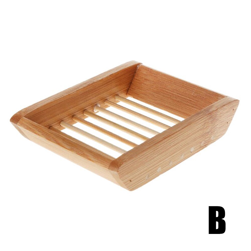 Portable Bamboo Soap Dish Bamboo Bathroom Shower Manual Drain Soap Tray Wooden Soap Tray Holder Plate jabonera ducha: B
