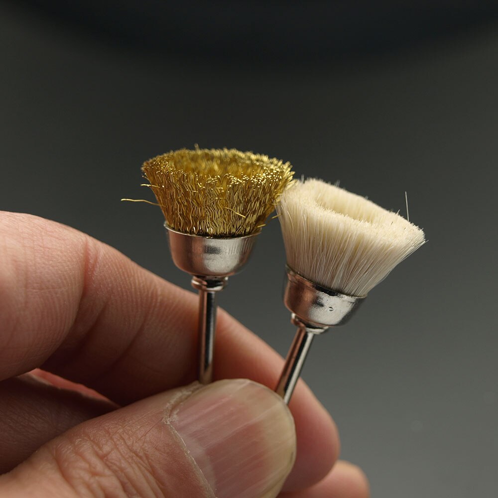 EasyNail-cepillo de limpieza de uñas Cobre dorado, herramienta portátil de acero plateado, para taladros eléctricos de manicura, 1 unidad