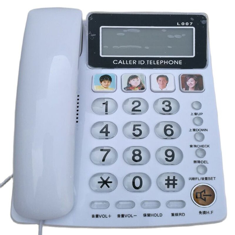 Desktop Phone Caller ID Telephone with 4 Picture Care, FSK / DTMF System, Adjustable Volume &amp; Brightness Speakerphone for Senior