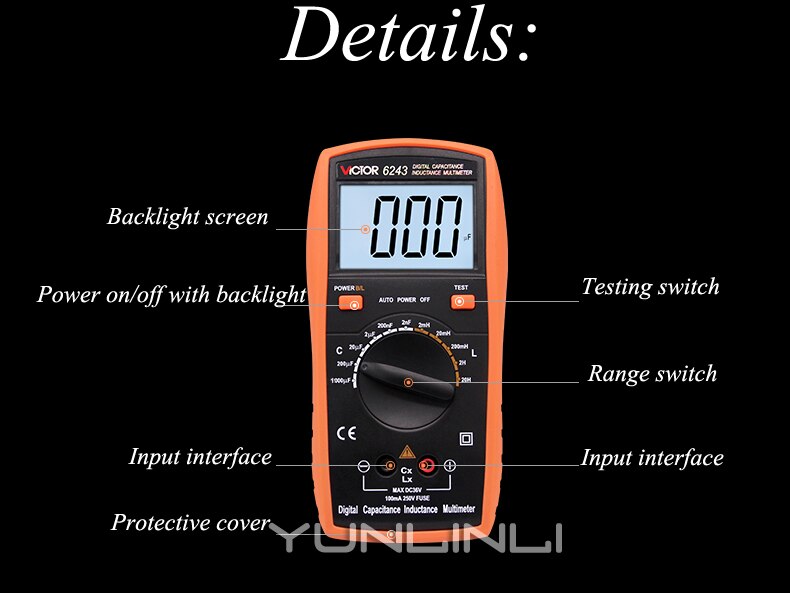 Capacitance Meter Handheld High-precision Digital With Backlight Digital Display Inductance Meter Test Instrument VC6013