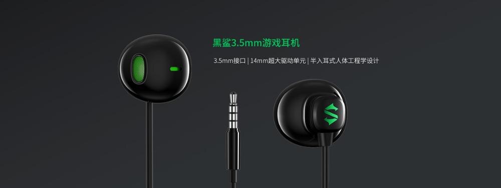 Original xiaomi black shark gaming headphones , 3,5mm half in-ear wired control hi-fi headphones with mic for xiaomi black shark phone