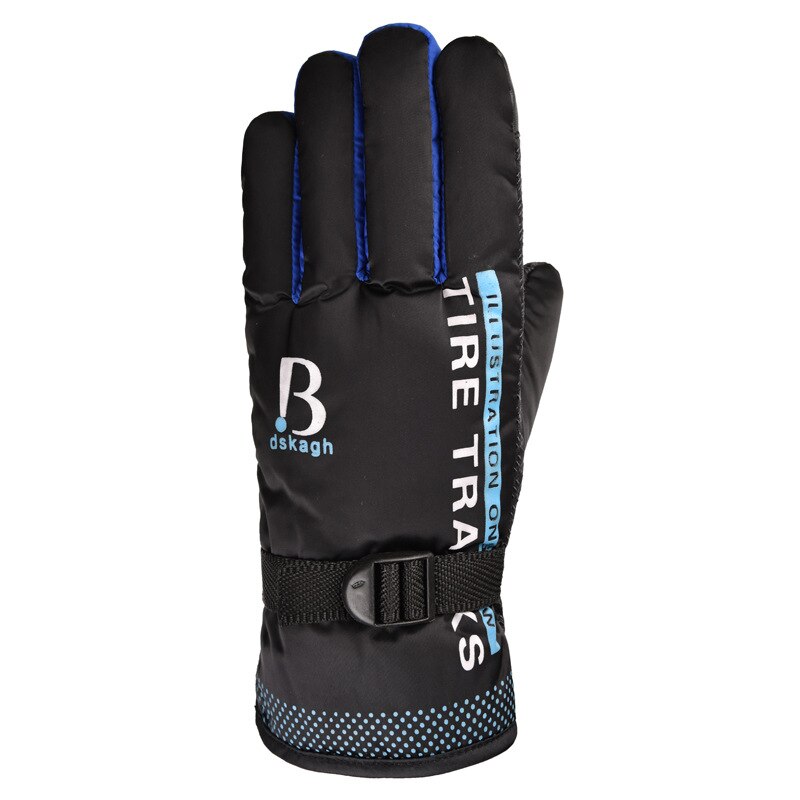 Winter heren fiets handschoenen dames mtb fiets handschoenen moto volledige vinger touchscreen waterdichte verwarmde handschoenen: Blauw