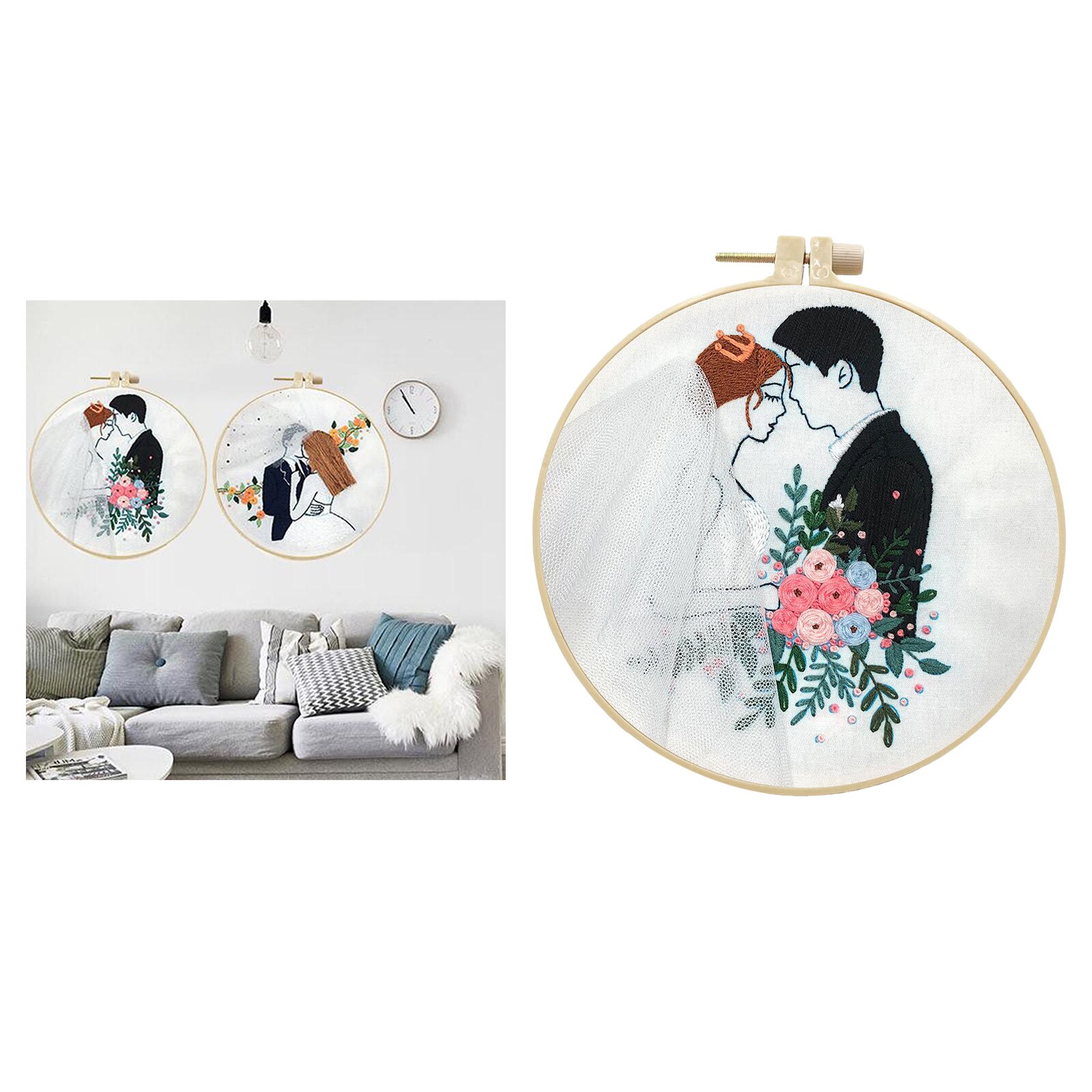 1 Set Embrodiery Starter Kits Soft Yarn Valentine's Day Decoration 20cm: A