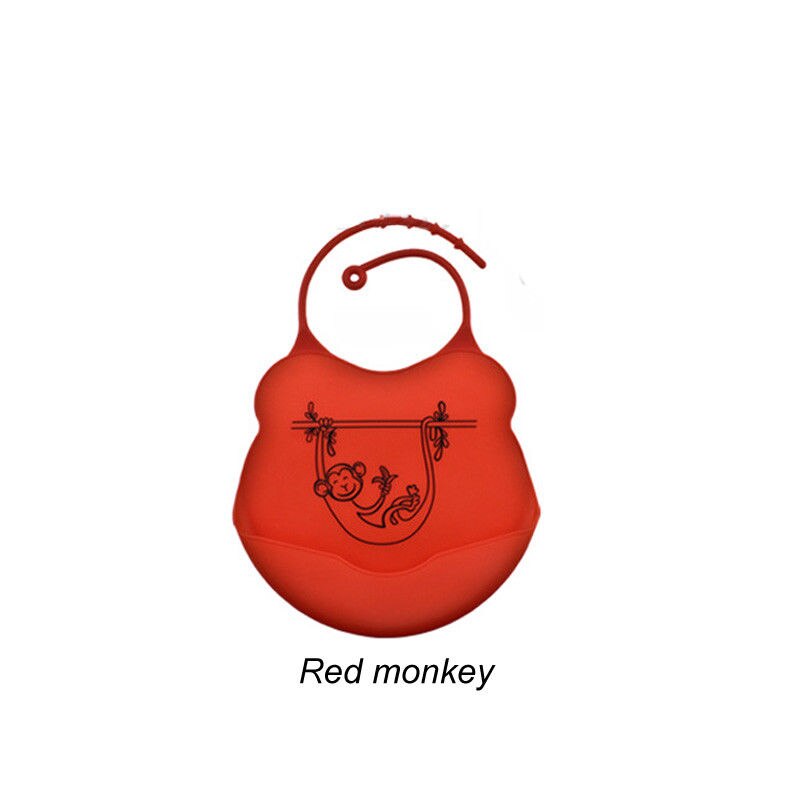 Brand Infant Baby Kids Silicone Cartoon Bib Baby Lunch Feeding Bibs Waterproof Bibs Burp Cloths Saliva Pocket 2-12M: Red