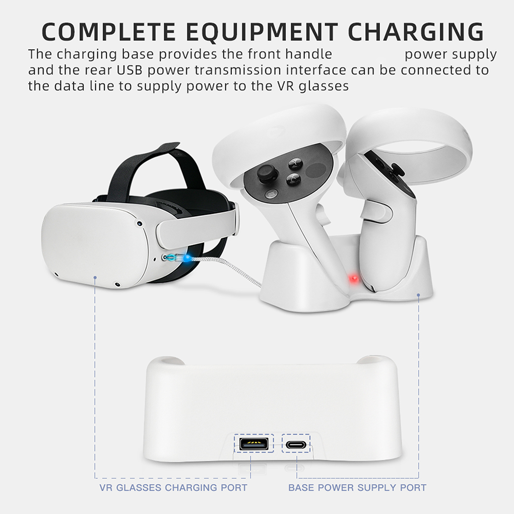 Controllers Charging Dock PC Station Charger Stand Storage Base with Rechargeable Battery VR Replacement for Oculus Quest 2