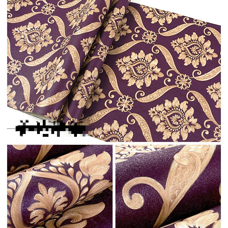 3D Europese Damascus Behang Waterdicht Golden Warme Slaapkamer Woonkamer Techniek Tv Achtergrond Muur Behang: licht kaki