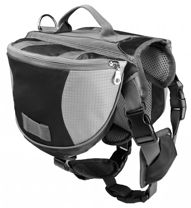 Portable Oxford Cloth Material Adjustable Dog Outdoor Backpack Saddle Bag Dog Supply For Camping Hiking Training: Black / M