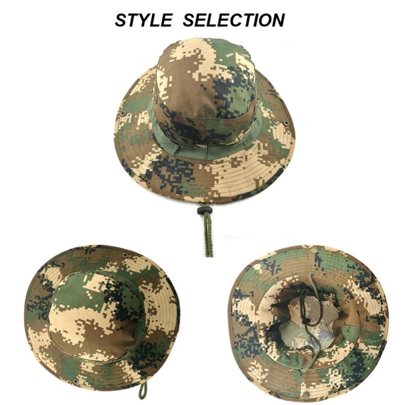 Outdoor Camouflage Emmer Hoeden Jungle Camo Visser Hoed Met Brede Rand Zon Vissen Emmer Hoed Camping Caps Katoen Caps