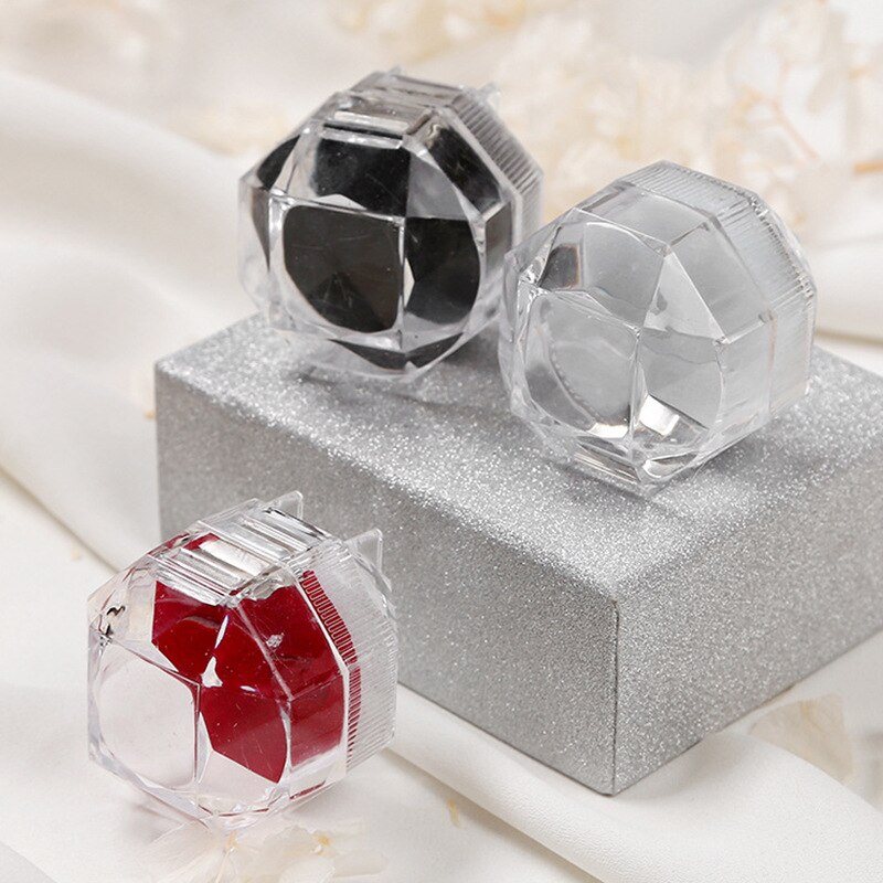 1PC Draagbare Elegante Acryl Transparante Ringen Oorbel Display Box Crystal Bruiloft Sieraden Pakket Box Vitrines 3.8*3.8cm