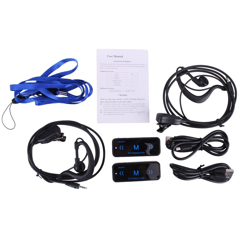 2 sztuk LEIXEN VV-108 Super mini Walkie talkie 0.5W z zasilaczem USB i słuchawkami UHF 400-480MHz 16CH dwukierunkowe radio