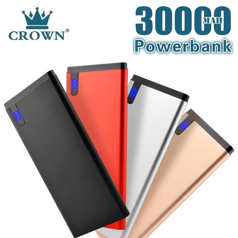 Power Bank 30000mAh Portable Large Capacity Ultra-thin Outdoor Travel Powerbank Phone Charger LCD Digital Display for Smartphone