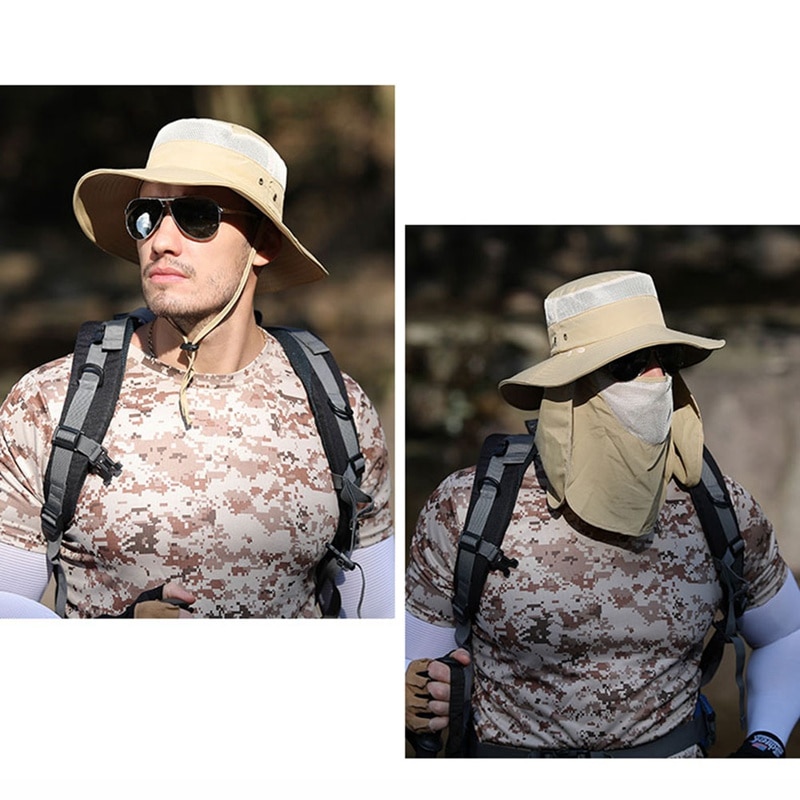 Fishing Flap Caps Men Women Quick Dry 360 Degree Sunshade UV Protection Removable Face Mask Ear Neck Cover Face Sun Cap