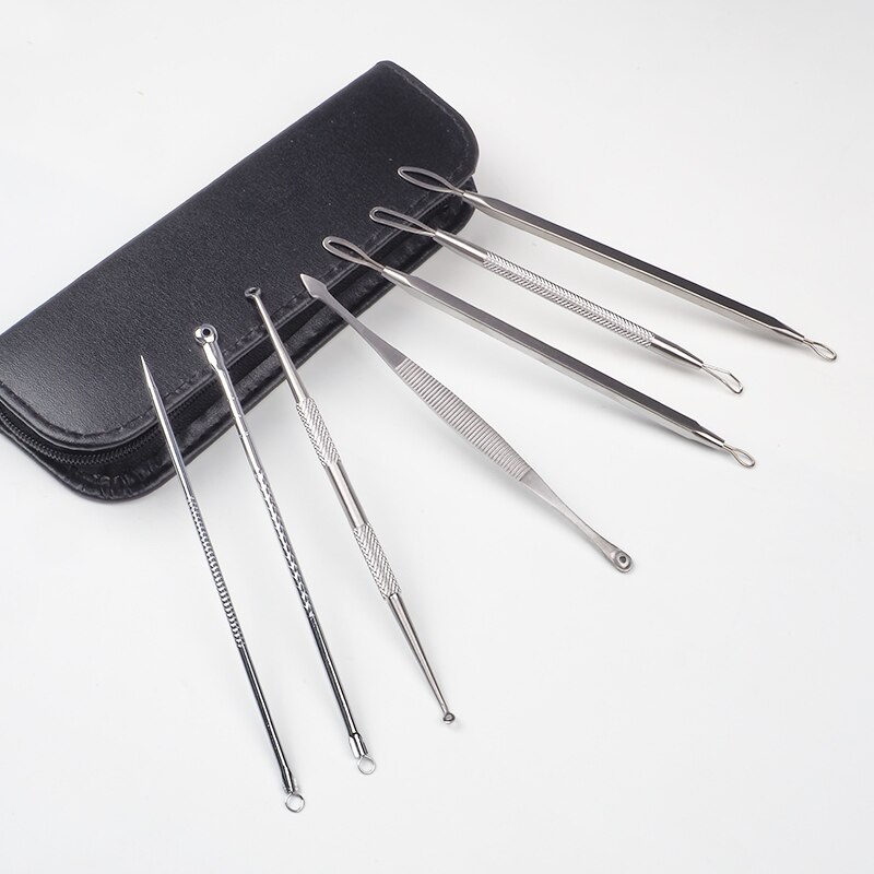 Kit d&#39;extraction comédon de points noirs et avec pince pour boutons, soin de la peau, 7 pièces: Default Title