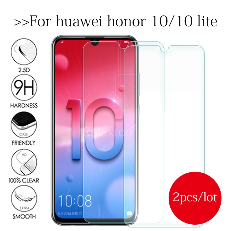 2 pièces verre trempé sur honor 10 lite Film de sécurité pour huawei honor 10 COL-L29 verre de protection huawei i hauwei honor 10 lumière honar