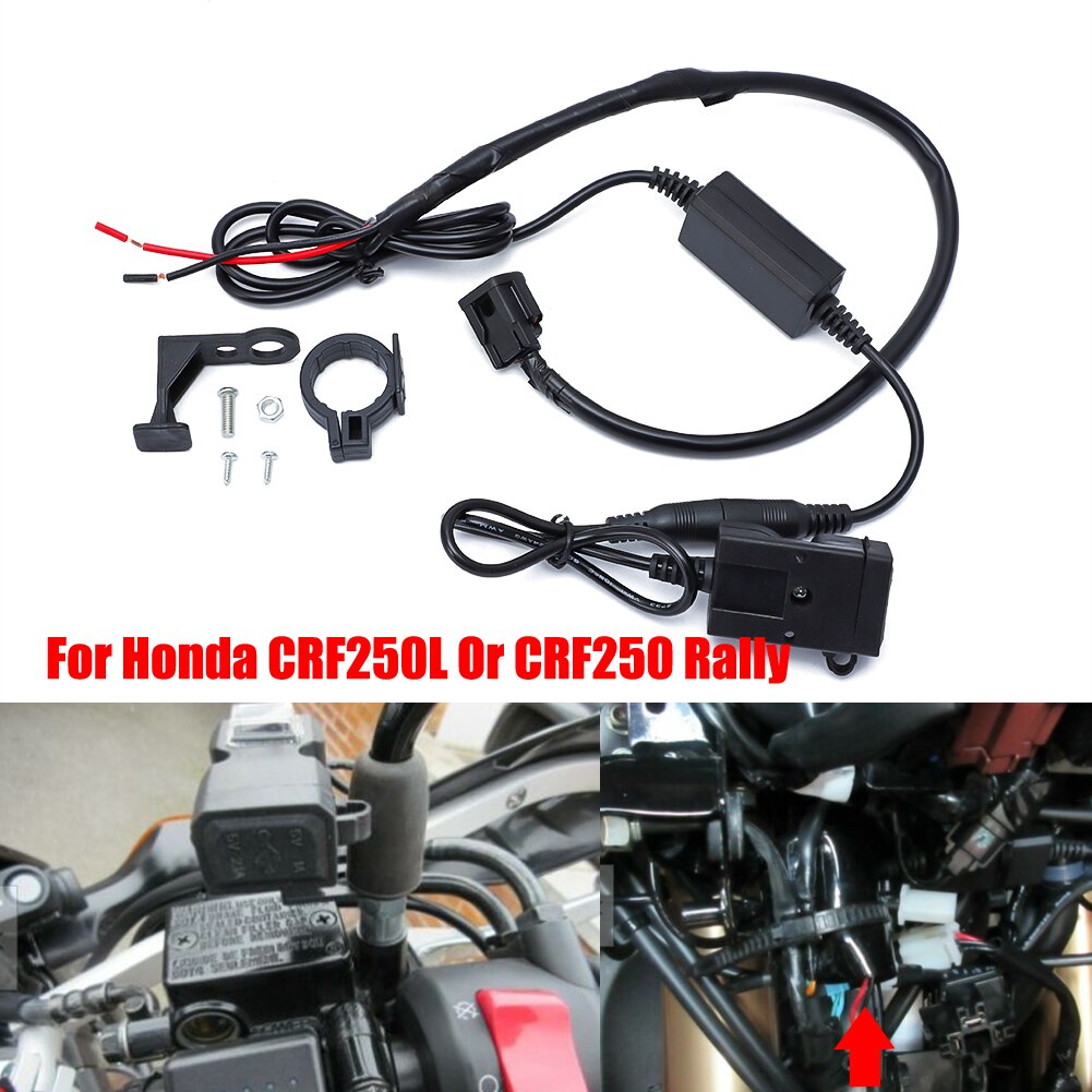 For Honda CRF250L CRF300L Rally Twin USB Socket Charger Heated Grip Leads Fits For Aux Socket Connector Plug