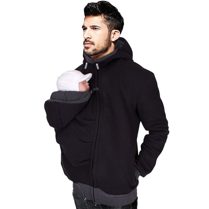 Vader Winter Kangoeroe Katoen Draagzak jassen Moederschap kleren Vader Jas Hoodies Dragen Carry Infant Sweater Maat S-2XL: S