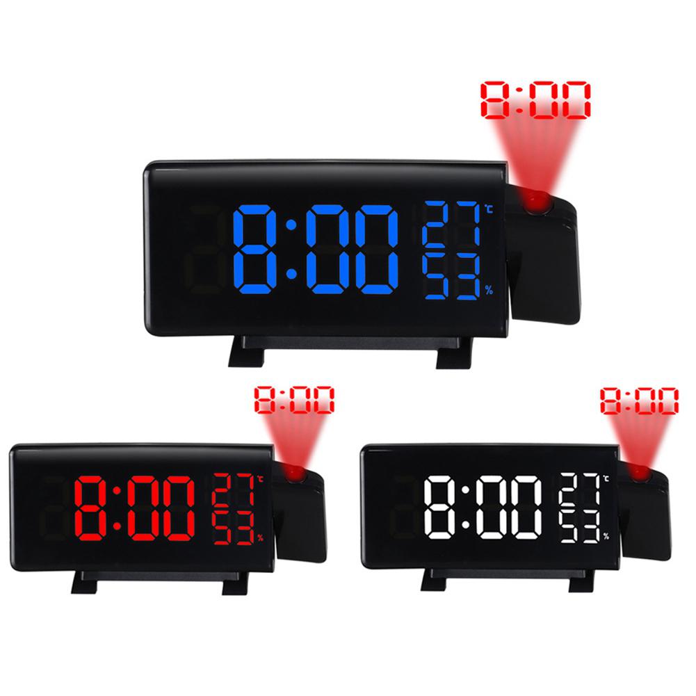 Digital radio vækkeur projektor snooze timer temperatur led display usb ladekabel 110 grader bord radio fm ur